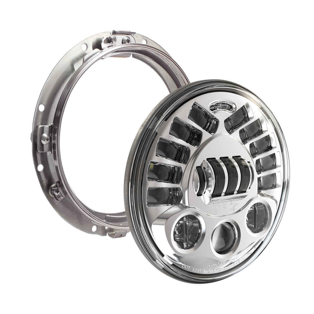 8790a2 Adaptive Headlt 7" Chr Bezel W-mount Ring
