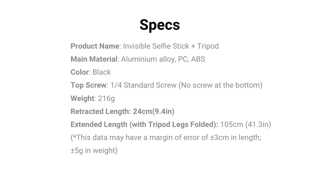 Insta360 2-in-1 Invisible Selfie Stick + Tripod (CINX2CB/G)