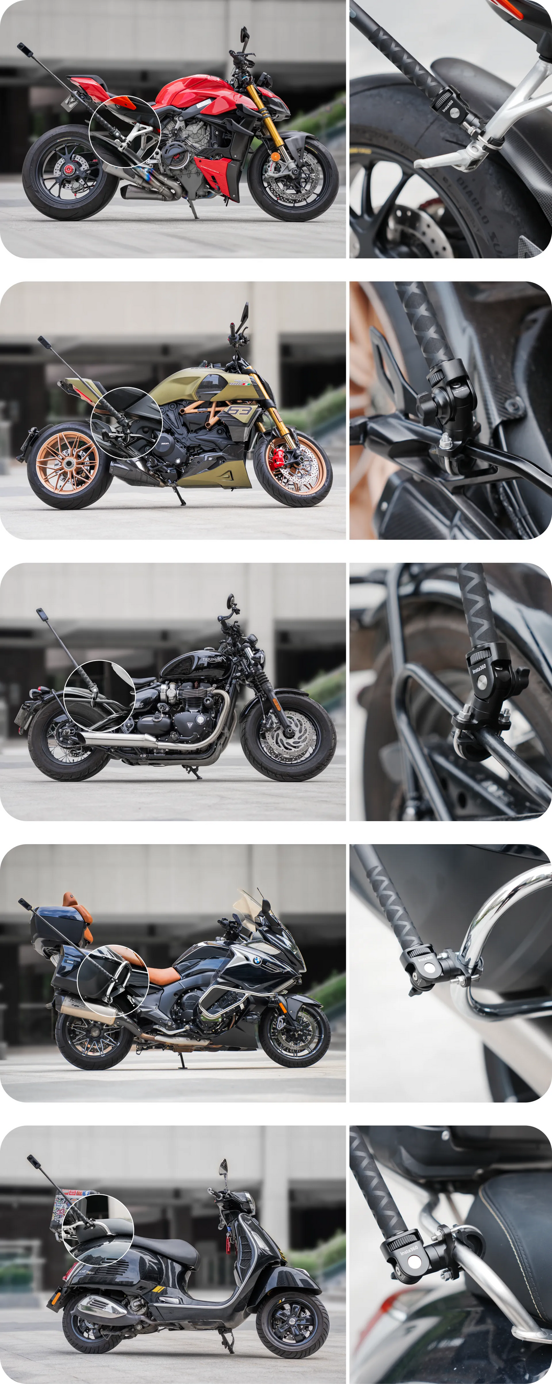 Insta360 Motorcycle U-Bolt Mount (CINSAALV) — Handlebar / Rail Camera Mount