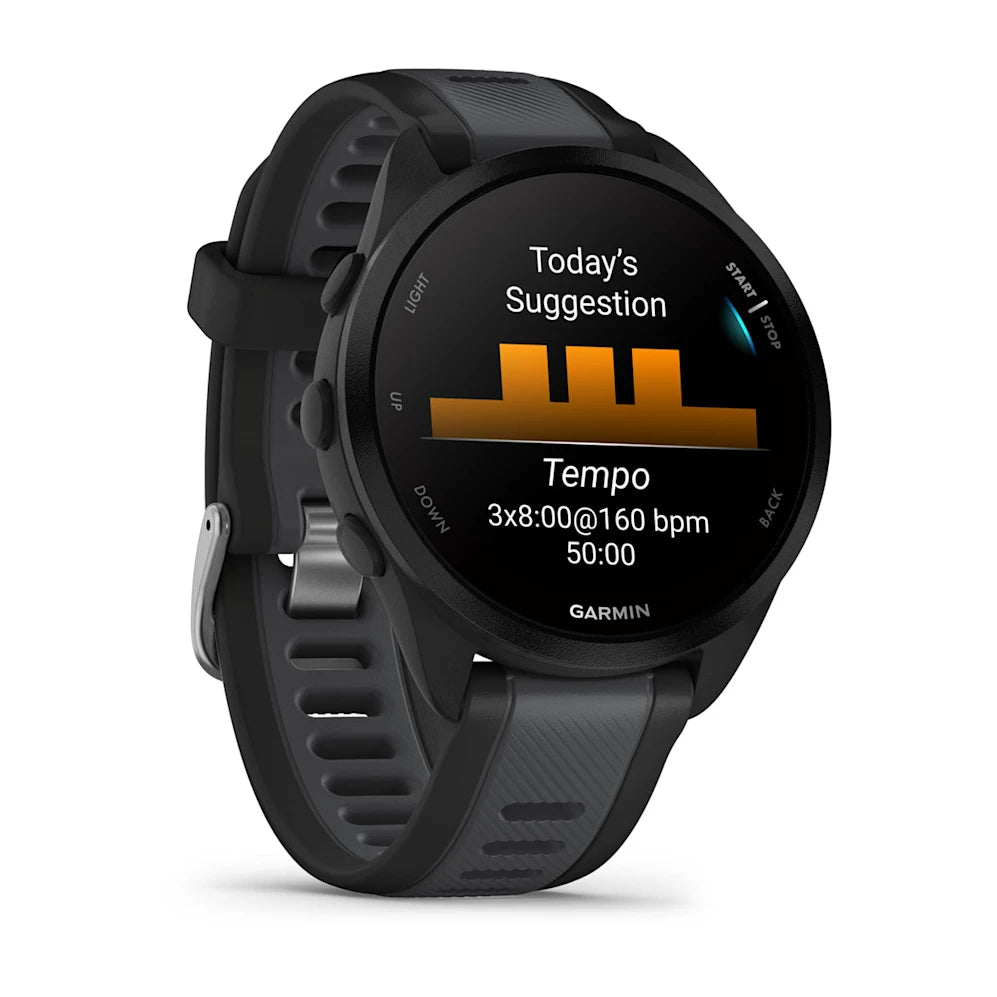 Garmin Forerunner® 165 Music – Black/Slate Gray – GPS Running Smartwatch with Music