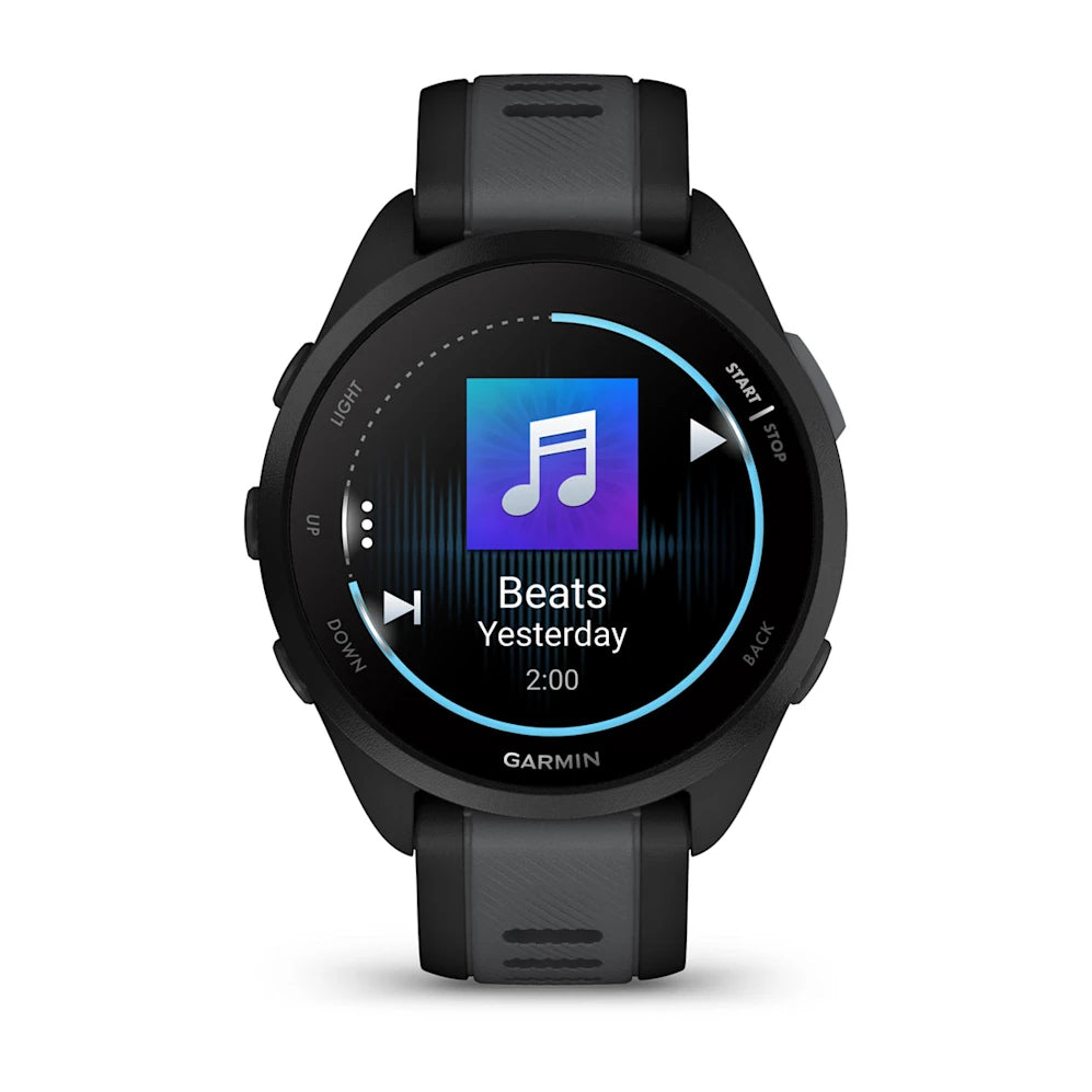 Garmin Forerunner® 165 Music – Black/Slate Gray – GPS Running Smartwatch with Music