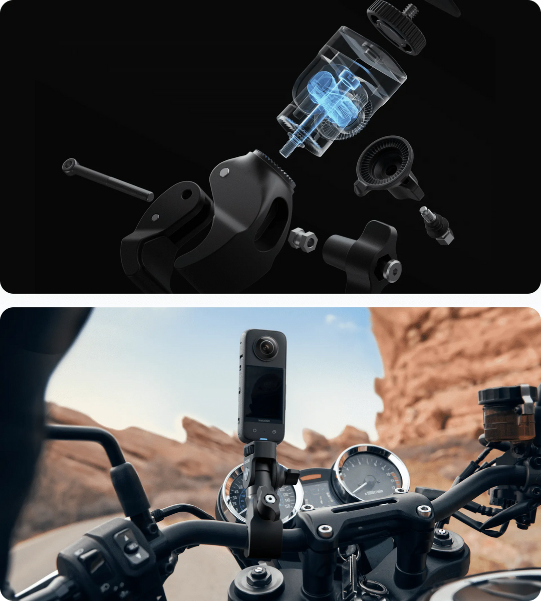 Insta360 Motorcycle Kit Bundle — Heavy Duty Clamp + Accessories