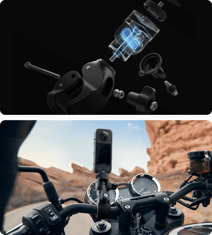 Insta360 Motorcycle Kit Bundle — Heavy Duty Clamp + Accessories