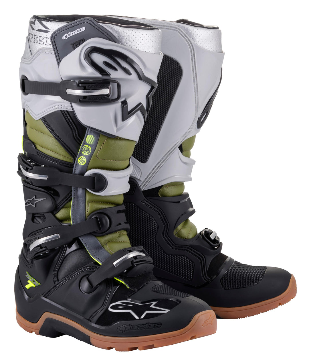 Tech 7 Enduro Boots Blk/slvr/mltry Grn Sz 14