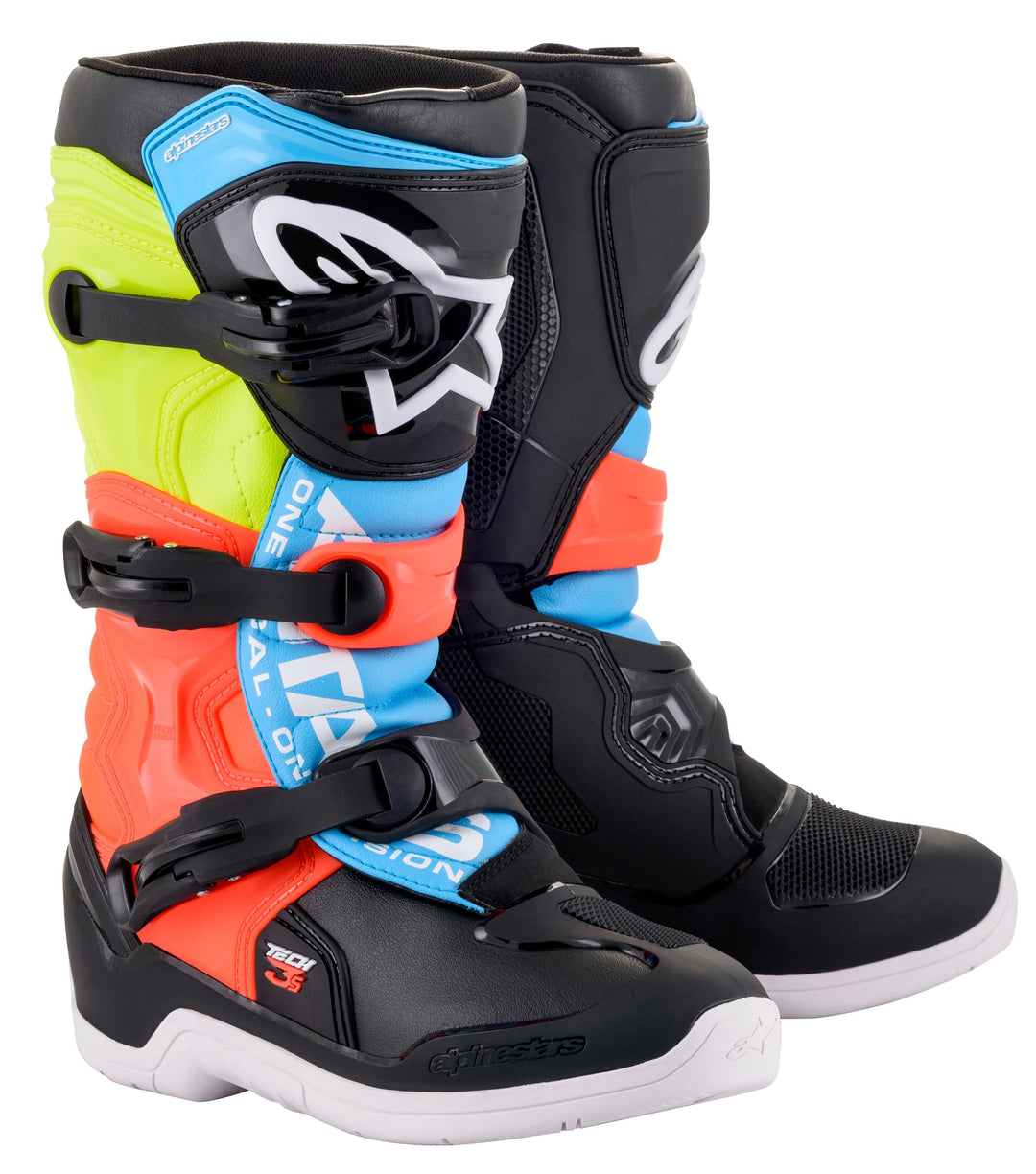Tech 3s Kids Boots Blk/ylw Fluo/red Fluo Sz 13