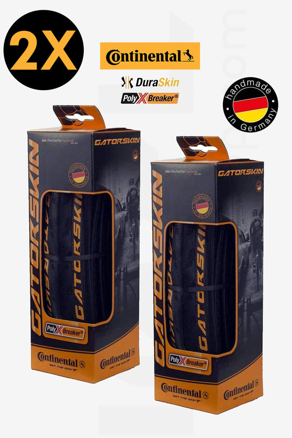 2X - Continental GATORSKIN Bicycle Tires 700x23c Black/Black Skin Foldable