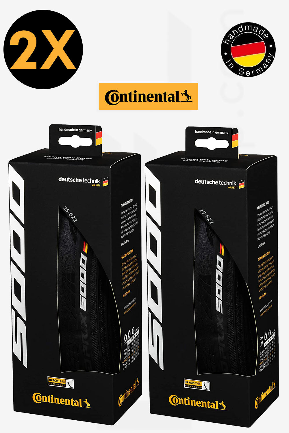 2X - Continental Grand Prix 5000 Black-BW+Black Chili 700X25