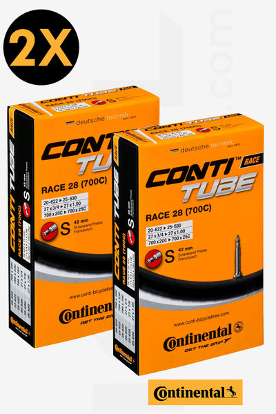 2X - Continental Race 28 700x20/25c 60mm Presta Valve Road Bike Tube