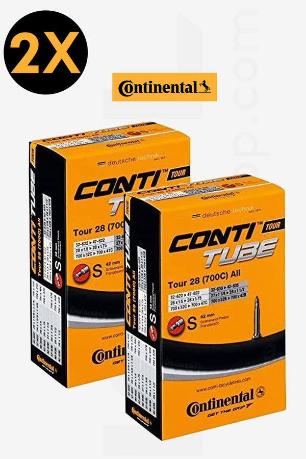 2X - Continental Tour 700c Bicycle Tube, 28/47 42mm Presta Valve