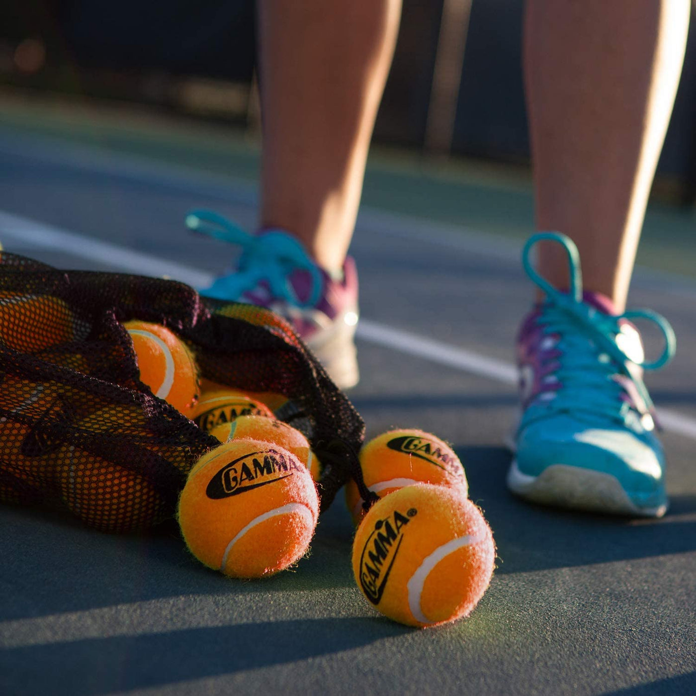 Gamma Bag of Pressureless Tennis Balls â€“ 12 or 18 Count, 4 Colors Available, Sturdy & Reuseable Mesh Bag with Drawstring for Easy Transport - Bag-O-Balls for All Court Types, Premium Performance