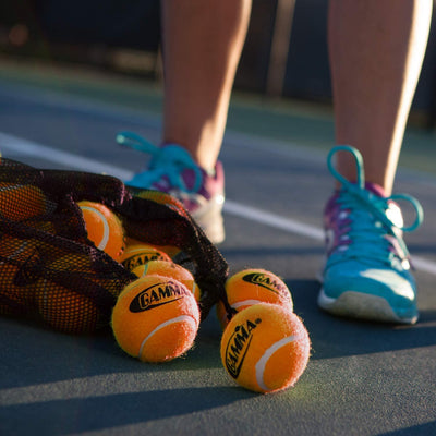 Gamma Bag of Pressureless Tennis Balls â€“ 12 or 18 Count, 4 Colors Available, Sturdy & Reuseable Mesh Bag with Drawstring for Easy Transport - Bag-O-Balls for All Court Types, Premium Performance