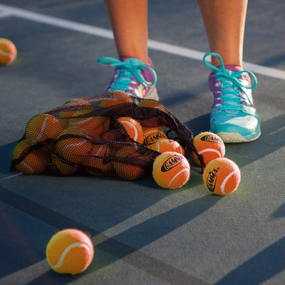 Gamma Bag of Pressureless Tennis Balls â€“ 12 or 18 Count, 4 Colors Available, Sturdy & Reuseable Mesh Bag with Drawstring for Easy Transport - Bag-O-Balls for All Court Types, Premium Performance