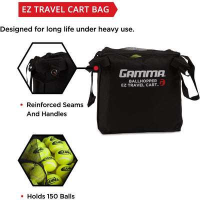 Gamma Sports EZ Travel Cart Pro, Portable Compact Design, Sturdy Lightweight Construction, 150 or 250 Capacity Available, Premium Carrying Case Included