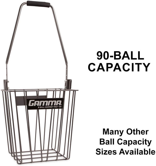 Gamma Sports Tennis Ballhoppers - Multiple Styles and Colors - Durable, Convenient, Heavy Duty Construction, for Easy Pickup, Carrying and Storage - 50 to 140 Tennis Ball Capacity