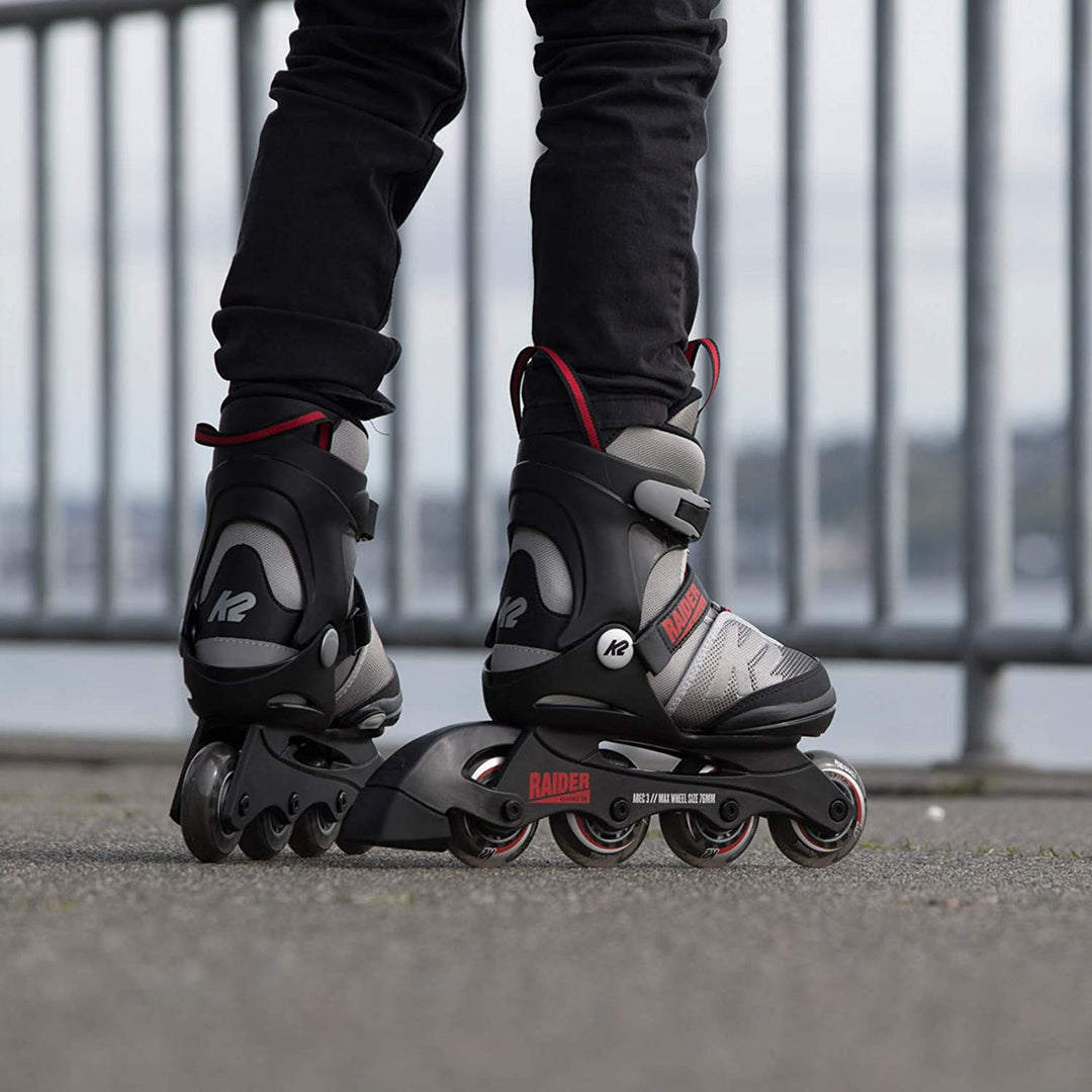 K2 Skate Youth Raider Inline Skates, Gray/Red