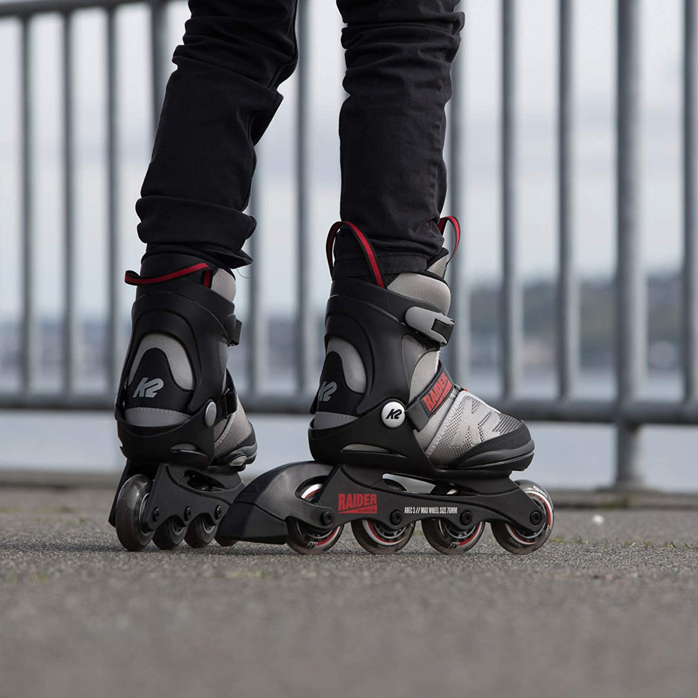 K2 Skate Youth Raider Inline Skates, Gray/Red