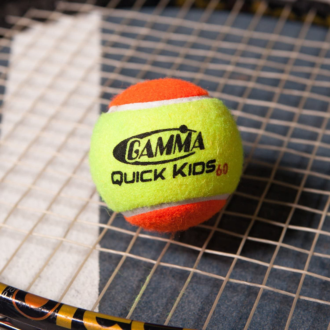 Gamma Quick Kids (Transition) Practice Tennis Balls: Red 36, Orange 60, or Green 78 Dot (25%-50% Slower Ball Speed) - 12, 36, 48, 60 Pack Sizes