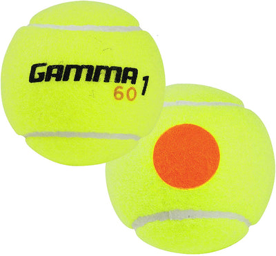 Gamma Beginner Child or Adult Training (Transition) Practice Tennis Balls: Orange 60 or Green 78 Dot (25%-50% Slower Ball Speed) - 12, 36, 48, 60 Pack Sizes