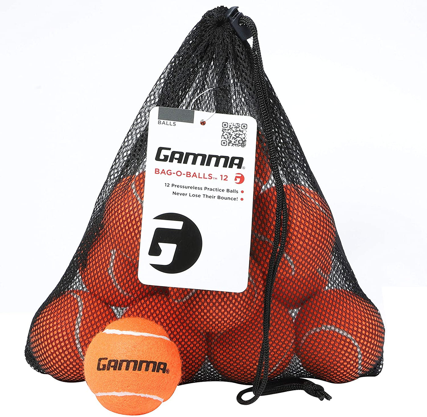 Gamma Bag of Pressureless Tennis Balls â€“ 12 or 18 Count, 4 Colors Available, Sturdy & Reuseable Mesh Bag with Drawstring for Easy Transport - Bag-O-Balls for All Court Types, Premium Performance