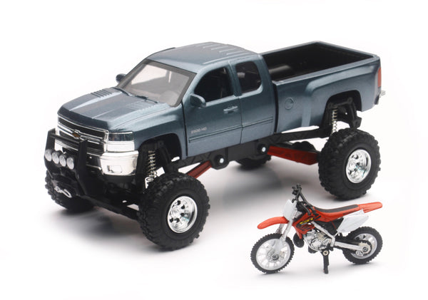 Replica 1:43 Truck-race Bike Chevy Grey-honda Bike Red
